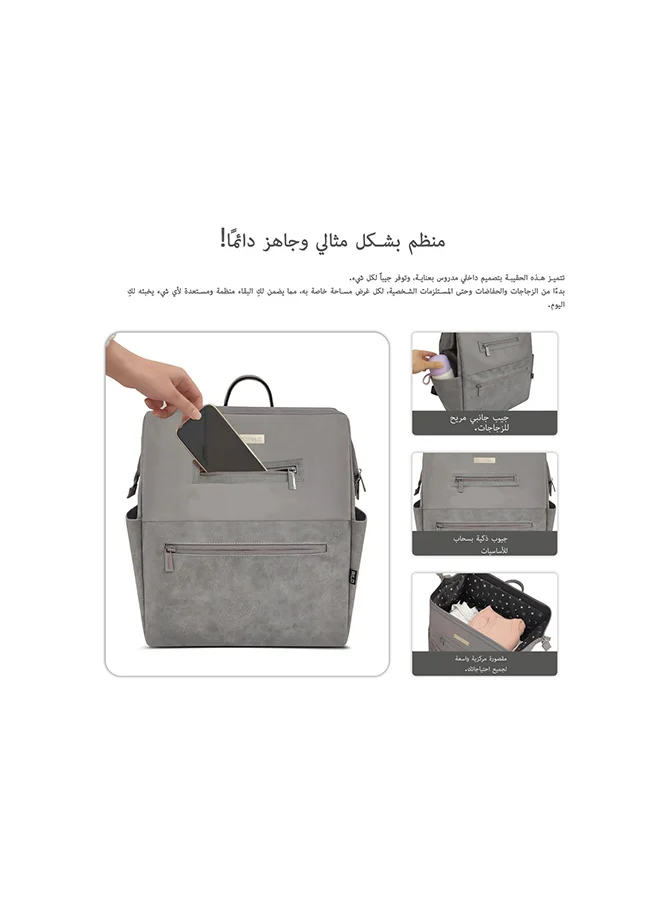 neobreez RILO Multifunction Waterproof Diaper Bag for Baby&Toddler|7-Pcs Set W/Changing Mat, Wet Bag, Pouches|Large-Capacity Travel Backpack for Mom&Dad with Trolley Sleeve|Diaper Tote Bag