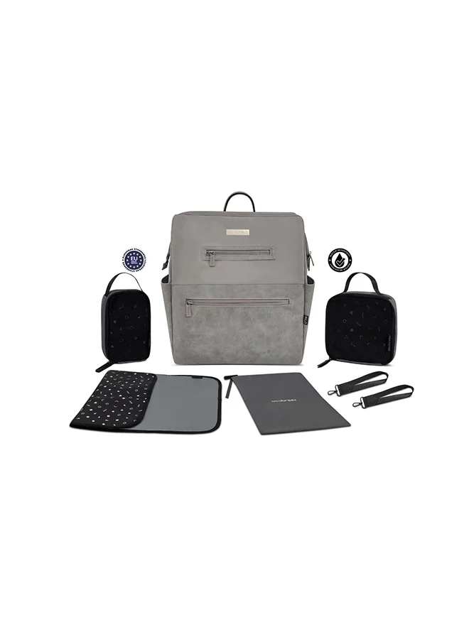 neobreez RILO Multifunction Waterproof Diaper Bag for Baby&Toddler|7-Pcs Set W/Changing Mat, Wet Bag, Pouches|Large-Capacity Travel Backpack for Mom&Dad with Trolley Sleeve|Diaper Tote Bag