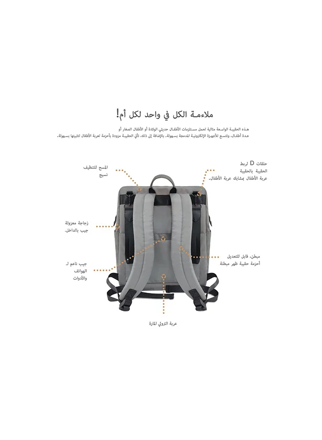 neobreez RILO Multifunction Waterproof Diaper Bag for Baby&Toddler|7-Pcs Set W/Changing Mat, Wet Bag, Pouches|Large-Capacity Travel Backpack for Mom&Dad with Trolley Sleeve|Diaper Tote Bag