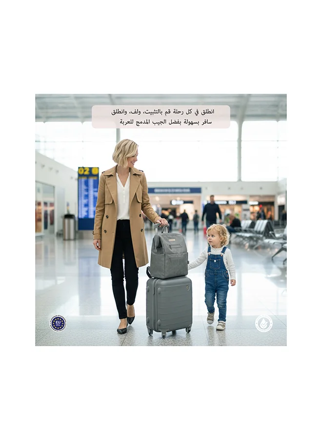 neobreez RILO Multifunction Waterproof Diaper Bag for Baby&Toddler|7-Pcs Set W/Changing Mat, Wet Bag, Pouches|Large-Capacity Travel Backpack for Mom&Dad with Trolley Sleeve|Diaper Tote Bag