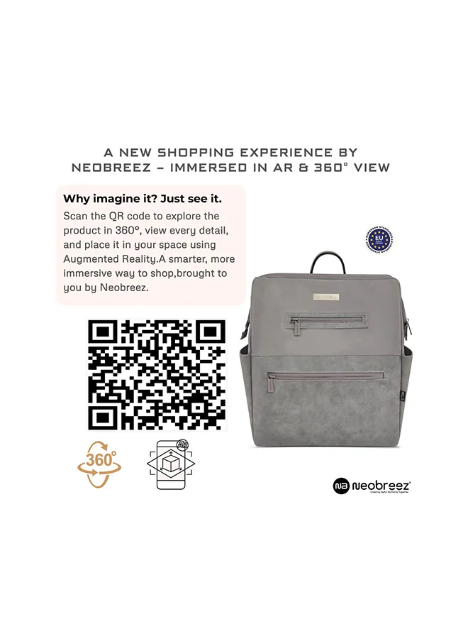 neobreez RILO Multifunction Waterproof Diaper Bag for Baby&Toddler|7-Pcs Set W/Changing Mat, Wet Bag, Pouches|Large-Capacity Travel Backpack for Mom&Dad with Trolley Sleeve|Diaper Tote Bag