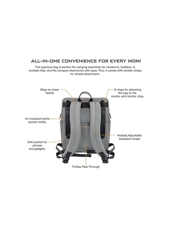 neobreez RILO Multifunction Waterproof Diaper Bag for Baby&Toddler|7-Pcs Set W/Changing Mat, Wet Bag, Pouches|Large-Capacity Travel Backpack for Mom&Dad with Trolley Sleeve|Diaper Tote Bag