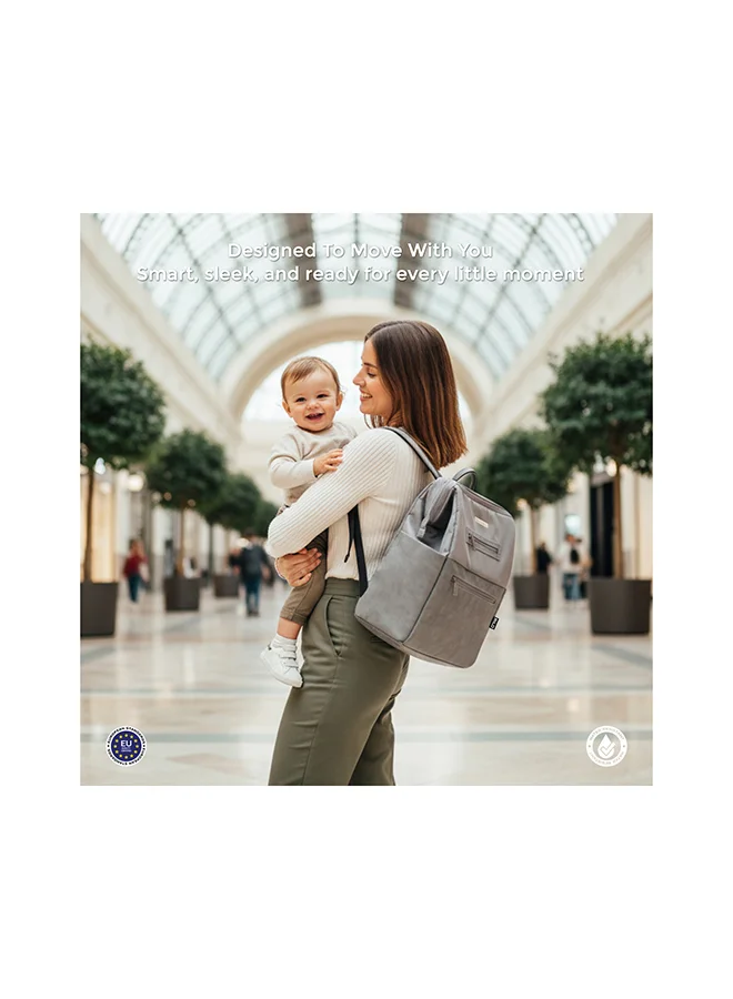 neobreez RILO Multifunction Waterproof Diaper Bag for Baby&Toddler|7-Pcs Set W/Changing Mat, Wet Bag, Pouches|Large-Capacity Travel Backpack for Mom&Dad with Trolley Sleeve|Diaper Tote Bag