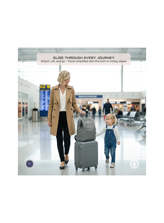 neobreez RILO Multifunction Waterproof Diaper Bag for Baby&Toddler|7-Pcs Set W/Changing Mat, Wet Bag, Pouches|Large-Capacity Travel Backpack for Mom&Dad with Trolley Sleeve|Diaper Tote Bag