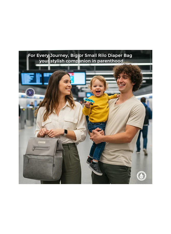 neobreez RILO Multifunction Waterproof Diaper Bag for Baby&Toddler|7-Pcs Set W/Changing Mat, Wet Bag, Pouches|Large-Capacity Travel Backpack for Mom&Dad with Trolley Sleeve|Diaper Tote Bag