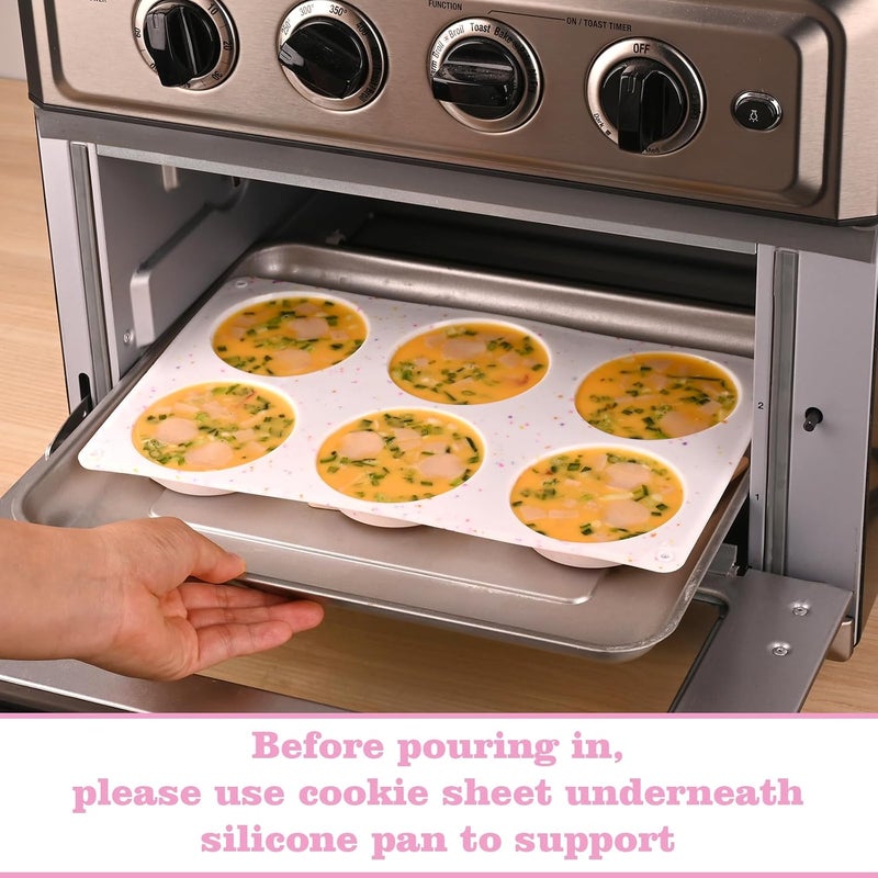 Sakolla Silicone Egg Bite Molds - 6-Cup Silicone Muffin Pan - Non-Stick Baking Pan for Making Tarts, Meatloaf, Quiche, Egg Muffins, and Mini Cheesecakes (Set of 2) - Image 5