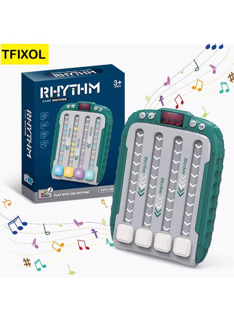 Rhythm Game Machine for Kids, Quick Push Popular Games Handheld Puzzle Game Console with Music and Lights, Fidget Game Toys for Children Aged 3+ Years Old (Green)
