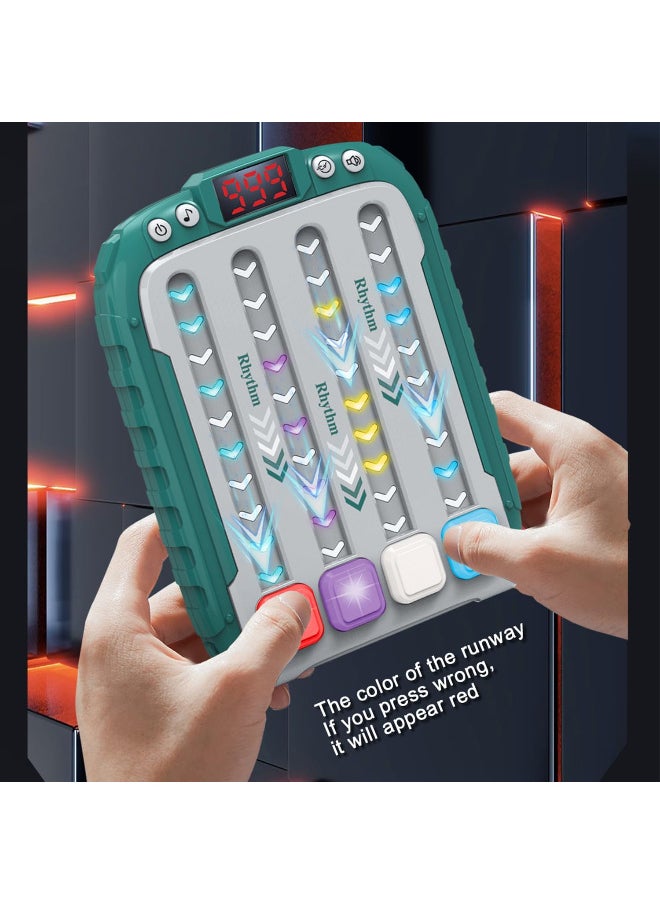 TFIXOL - Rhythm Game Machine for Kids, Quick Push Popular Games Handheld Puzzle Game Console with Music and Lights, Fidget Game Toys for Children Aged 3+ Years Old (Green) - Image 1