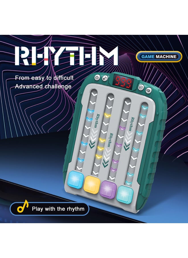 TFIXOL - Rhythm Game Machine for Kids, Quick Push Popular Games Handheld Puzzle Game Console with Music and Lights, Fidget Game Toys for Children Aged 3+ Years Old (Green) - Image 1