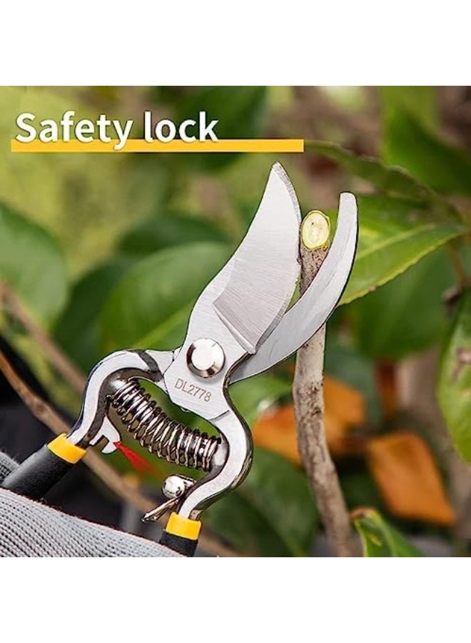 Deli 8-Inch Pruning Shear – Curved Jaw, Silver/Black, Sharp & Durable - Image 4