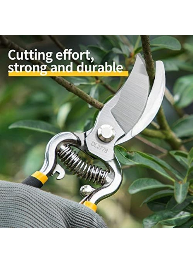 Deli 8-Inch Pruning Shear – Curved Jaw, Silver/Black, Sharp & Durable - Image 5