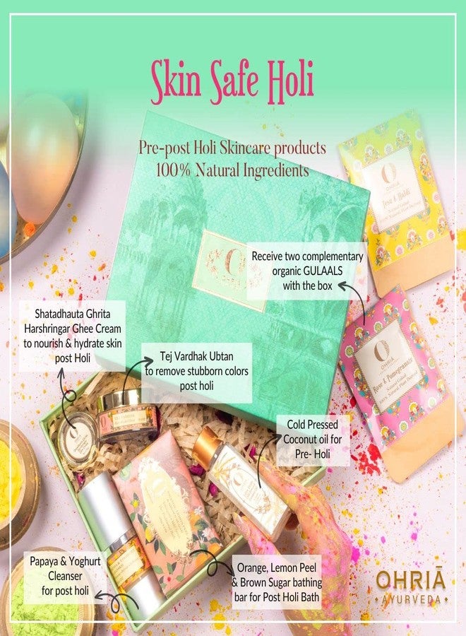 Ohria Ayurveda Pre & Post Holi Skin & Hair Care Box Set of 7 for Hydrated and Nourished Skin & Hair with Propreitary Ayurvedic 100% Natural Ingredients - Image 2