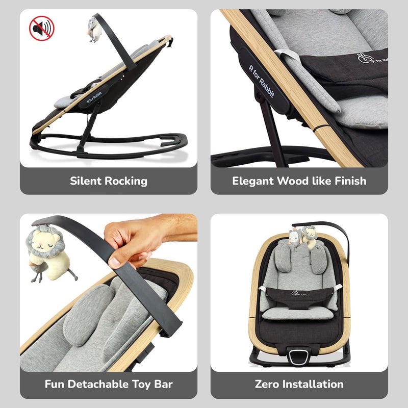 R for Rabbit Rock N Nap Bliss Baby Rocker & Bouncer 2-in-1 - Lightweight & Travel-Friendly with Soft Cushion for 0-12 Months Babies - Image 3