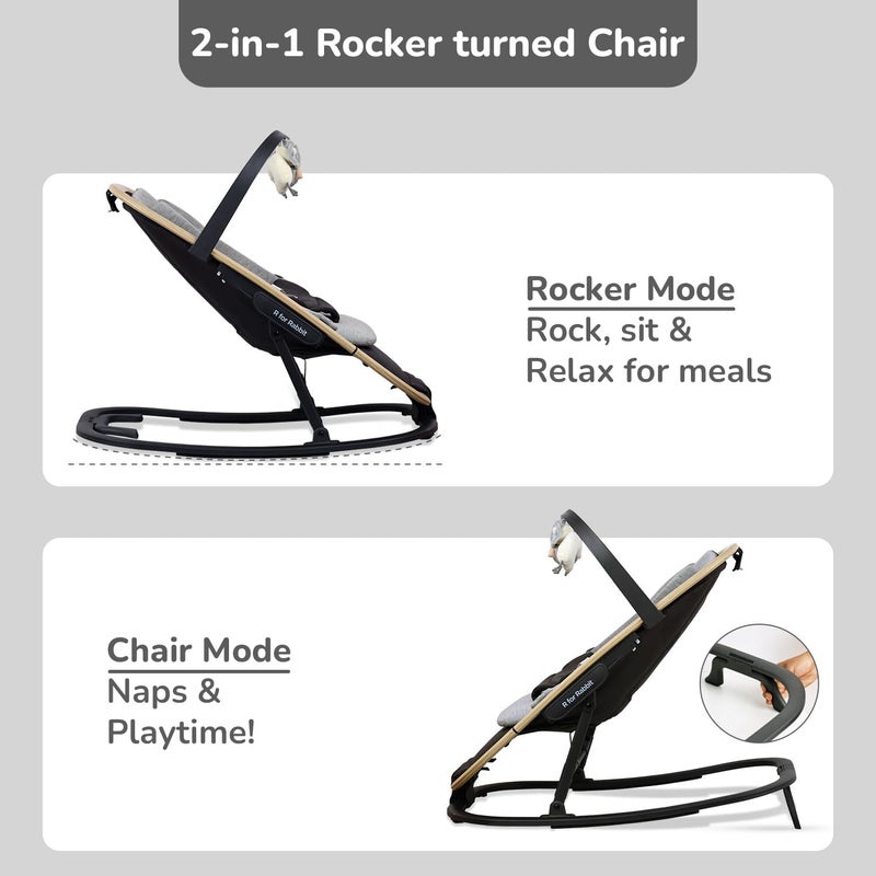 R for Rabbit Rock N Nap Bliss Baby Rocker & Bouncer 2-in-1 - Lightweight & Travel-Friendly with Soft Cushion for 0-12 Months Babies - Image 2