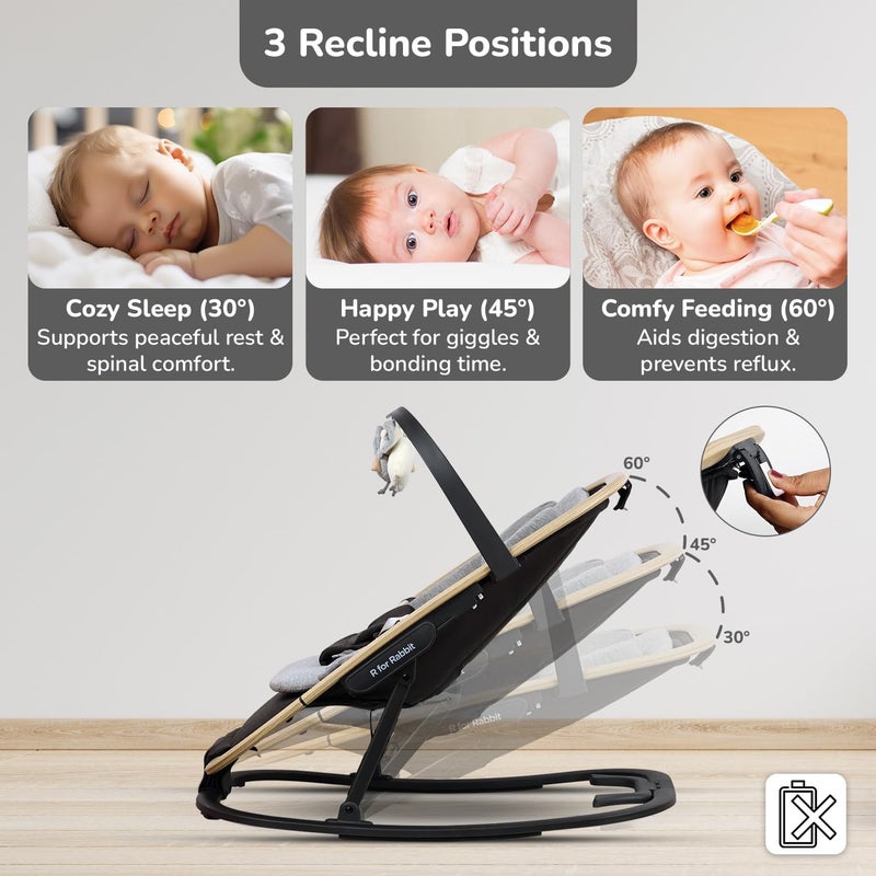 R for Rabbit Rock N Nap Bliss Baby Rocker & Bouncer 2-in-1 - Lightweight & Travel-Friendly with Soft Cushion for 0-12 Months Babies - Image 4