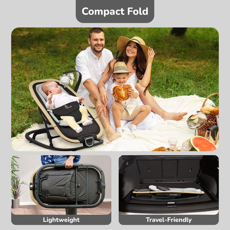 R for Rabbit Rock N Nap Bliss Baby Rocker & Bouncer 2-in-1 - Lightweight & Travel-Friendly with Soft Cushion for 0-12 Months Babies - Image 5