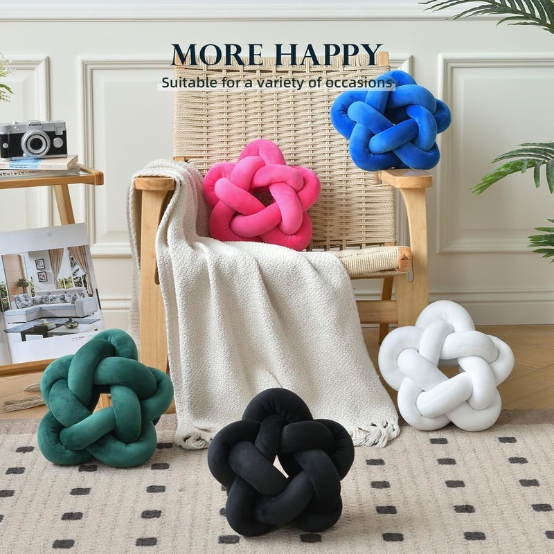 Wadser Knot Plush Throw Pillow Handmade Knotted Star Pillow Soft Sofa Lumbar Cushion Stuffed Ball Cushion Home Office Children Room Decor, Fuchsia - Image 4