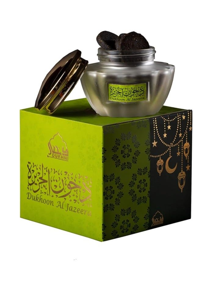 Dukhni Dukhoon Al Jazeera Oud Bakhoor | Authentic Arabic Bakhoor Incense | 40 gm jar | Handmade, Luxurious | Floral Woody Blend | Perfect for Prayer & Gifting | To Relax & Meditate - Image 1