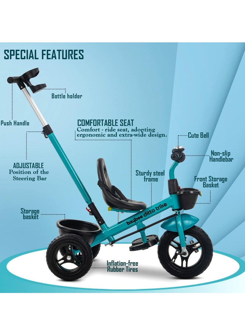 Baybee 2 in 1 Convertible Baby Tricycle for Kids with Parental Adjustable Push Bar, Seat Belt, Eva Wheel & Storage Basket  Kids Cycle Trikes Kids Tricycle Cycle for Kids 2 to 5 Years Boy Girl Blue
