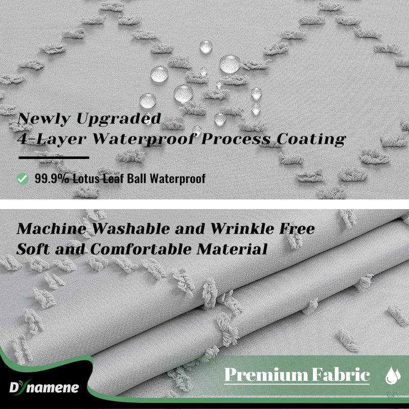 Dynamene ستائر دش طويلة دش طويلة 96 بوصة طويلة بوهو معنقدة هندسية مخططة الستائر دش الدش للحمام طويل المزرعة الستار القماش دش مجموعة مع 12 هوك الرمادي 72x96 - Image 2