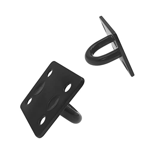 HOMPER 4 Pcs M6 Pad Eye Plates Black,304 Stainless Steel Marine Hardware Staple Hook Loop with 16 Screws and Plastic Plugs, Used for Hanging Basket Planters, Roof Beam, Ceiling Fan, Shade Sail - Image 3