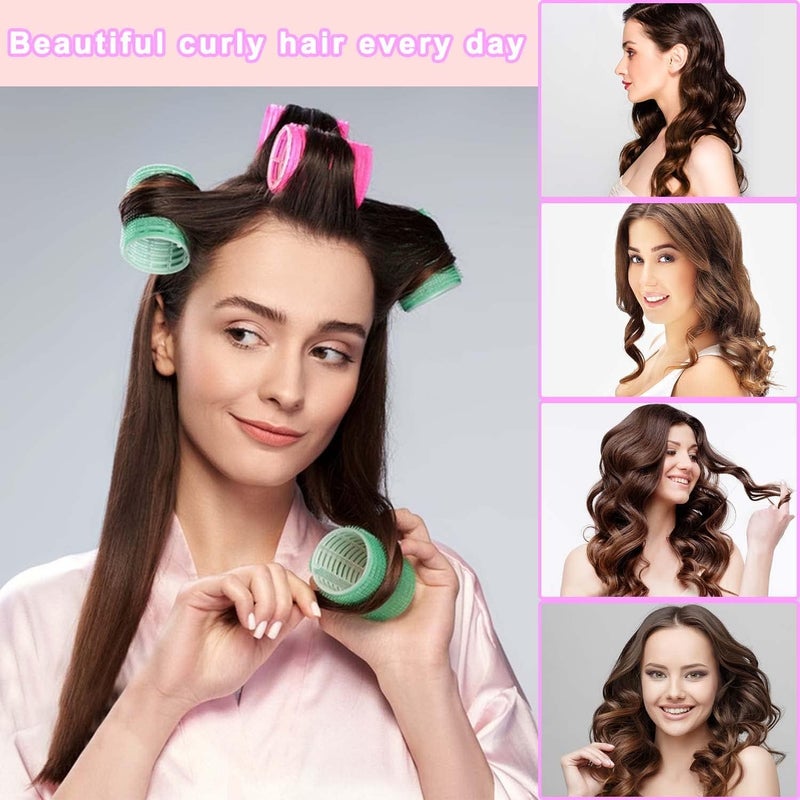 Plenteous Hair Roller Set 18 pcs Hair Curlers Rollers With Clips Hair Curler Comb Self Grip Hair Roller Set Hair Rollers for Long Hair Medium and Short Hair Multi Color - Image 2
