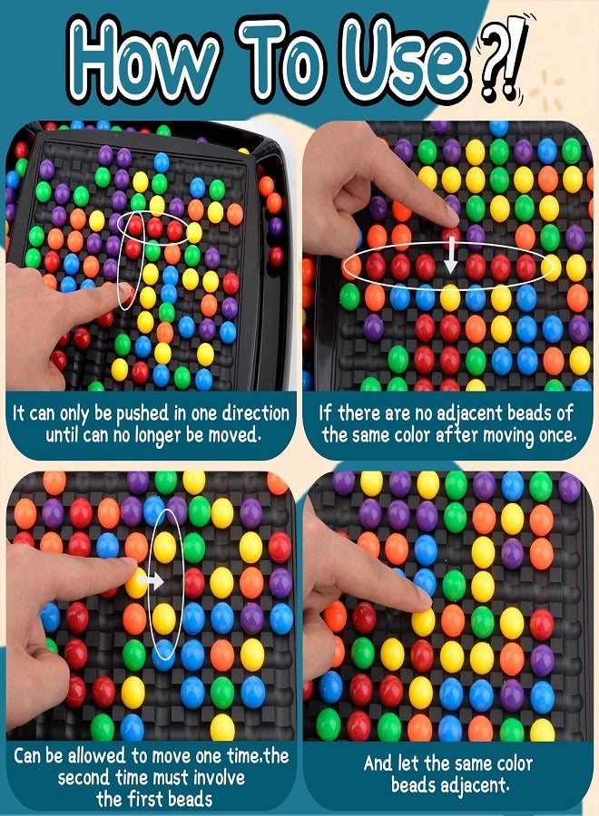 Rainbow Puzzle Chess Ball Elimination Game Desktop Puzzle Toy Parent Child Interactive Toys Chess Board with 120 Rainbow Beads for Kids  - Image 2