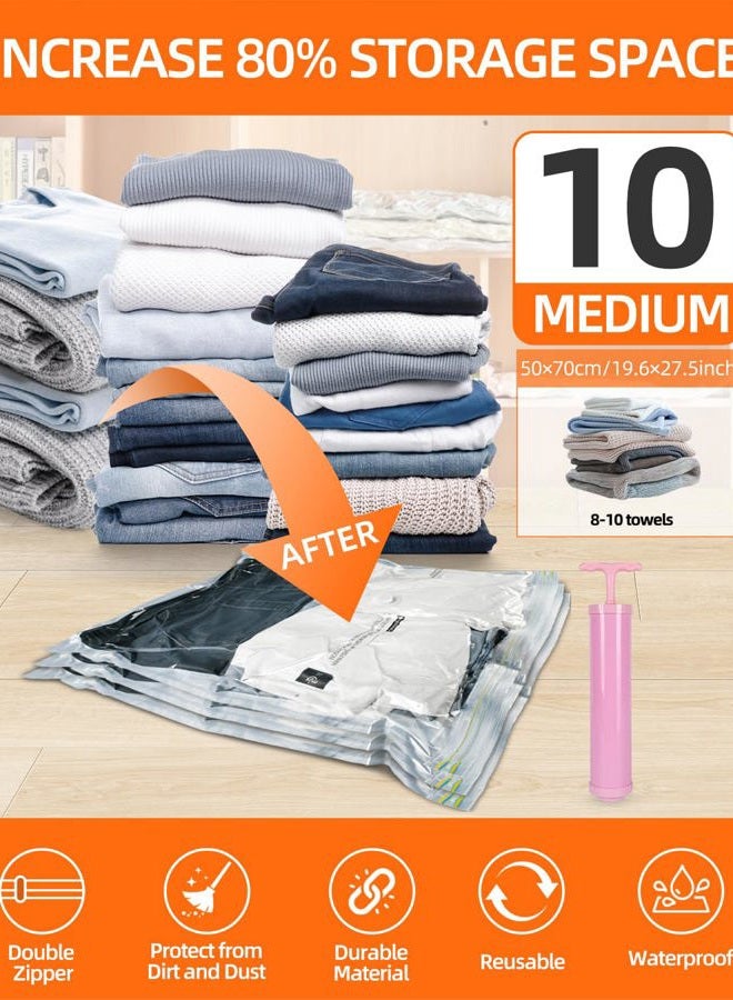 AirBaker 10 Pack (Medium) Vacuum Storage Bags, Space Saver Sealer Bags for Clothes Comforters Blankets Pillows with Travel Hand Pump - Image 2