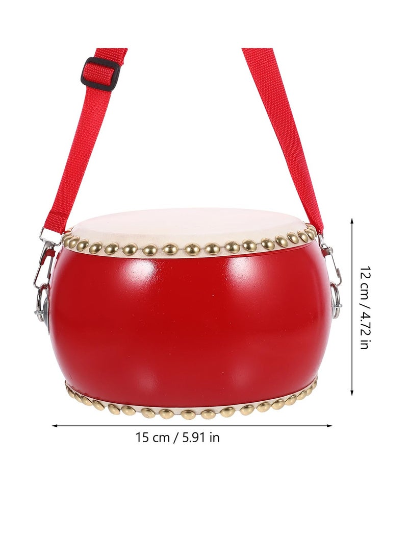 Drum Set for Kids, 15x12cm Wooden Toy Drum with Sticks and Straps, Musical Instrument for Toddlers and Babies, Hand Drum Educational Toy - Image 5