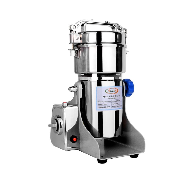 NILSAN NILSAN Stainless Steel 1200 watts Dry Masala Spices Herbs Grinder Capacity 300 gram Silver  - Image 1