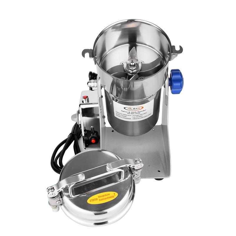 NILSAN NILSAN Stainless Steel 1200 watts Dry Masala Spices Herbs Grinder Capacity 300 gram Silver  - Image 4