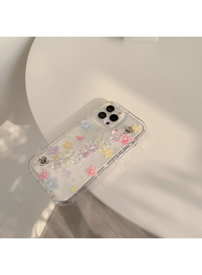 Case for iPhone 14 Pro Max Case,Colorful Flowers Pattern Clear Phone Case with Strap Wrist,Slim Case Compatible with iPhone 14 Pro Max,TPU material Anti-Scratch Phone Fashion Cover Women Girls - Image 4