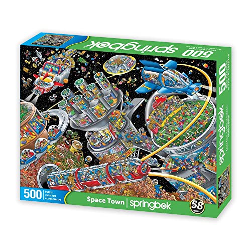 Springboks 500 Piece Jigsaw Puzzle Space Town Made in USA - Image 5