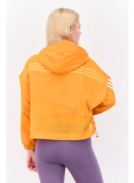 Adidas Women Sportswear Fit Long Sleeve Training Hooded Jacket, Orange  - Image 3