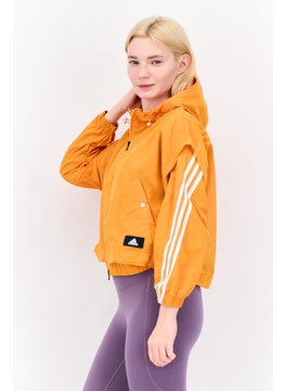 Adidas Women Sportswear Fit Long Sleeve Training Hooded Jacket, Orange  - Image 2
