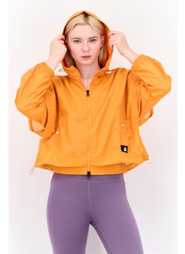 Adidas Women Sportswear Fit Long Sleeve Training Hooded Jacket, Orange  - Image 1