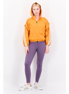 Adidas Women Sportswear Fit Long Sleeve Training Hooded Jacket, Orange  - Image 4