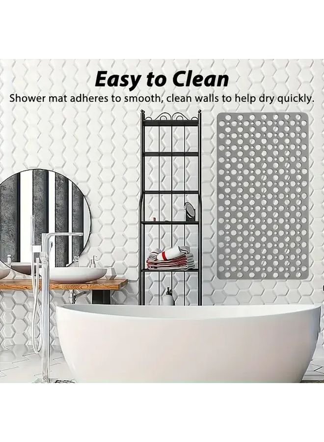 Gray Quick Drying Anti Slip Bath Mat With Drainage Holes For Shower Tub Bathroom - Image 2