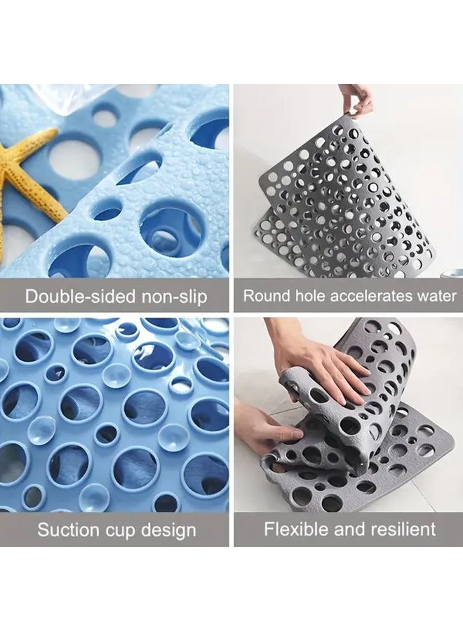 Gray Quick Drying Anti Slip Bath Mat With Drainage Holes For Shower Tub Bathroom - Image 4