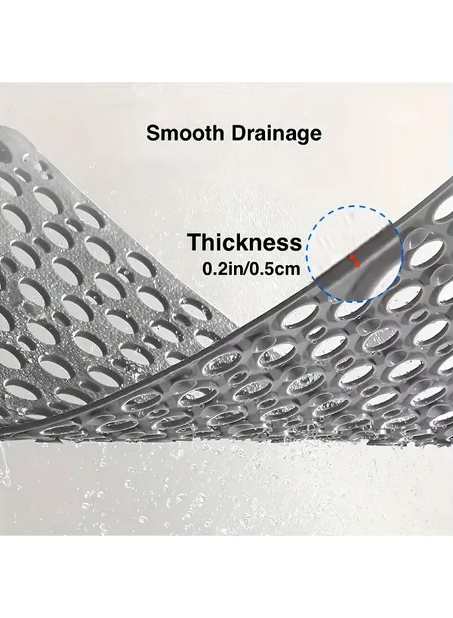 Gray Quick Drying Anti Slip Bath Mat With Drainage Holes For Shower Tub Bathroom - Image 5