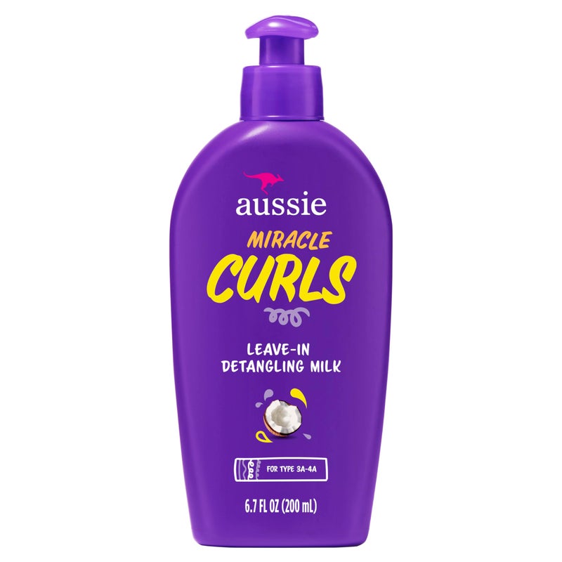 Aussie Miracle Curls with Coconut Oil, Paraben Free Detangling Milk Treatment, 6.7 fl oz - Image 1