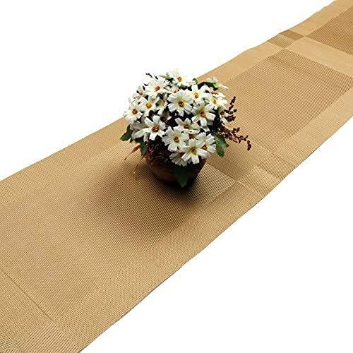 Baskety PVC Table Mats & Table Runner Waterproof, Nonslip for Dining, Kitchen, Coffee Table Placemat (Gold, Set of 4+1 Runner) - Image 2