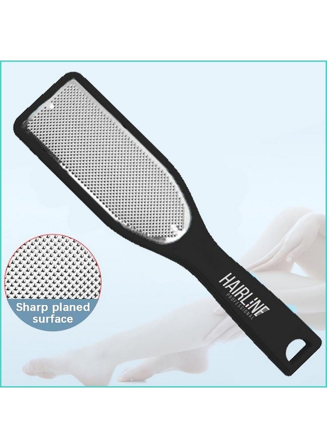 هير لاين - مقشر القدمين الاحترافي المصنوع من الفولاذ المقاوم للصدأ من Hair Line مع مقبض بفتحة تعليق وأدوات تقشير للعناية بالقدمين والباديكير للنساء والرجال - Image 1