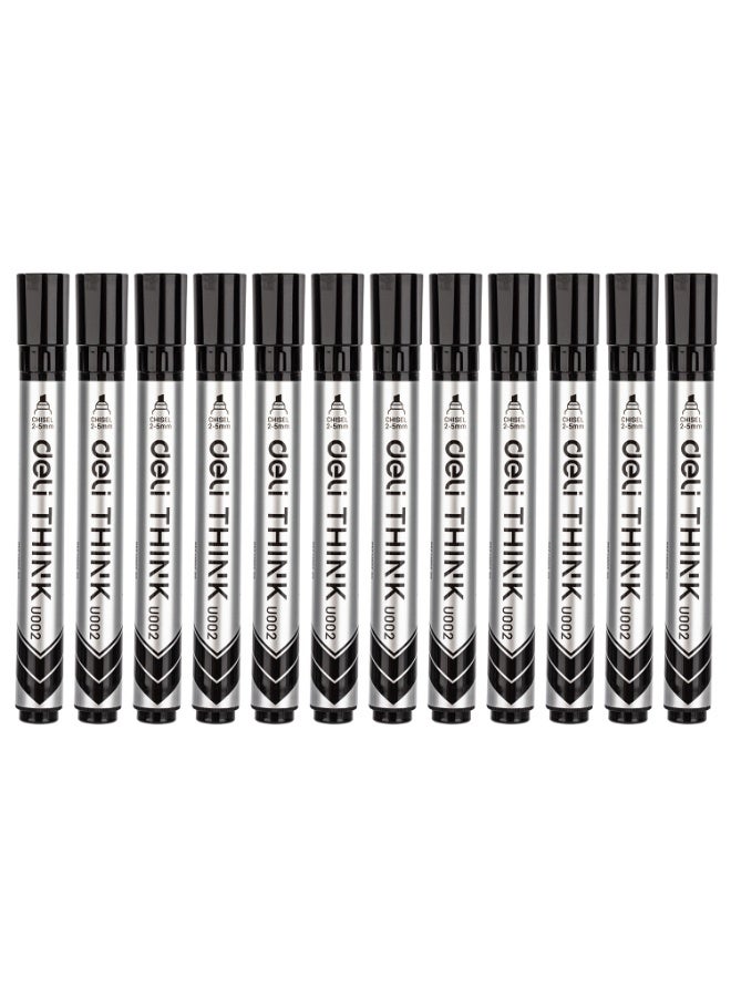Deli U002 Whiteboard Marker 2-5mm Black 12 Pcs Chisel Tip - Image 2
