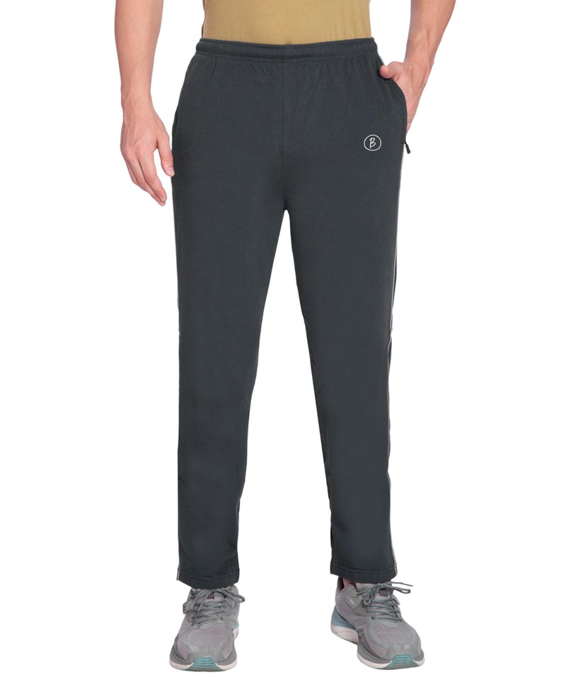 Btag Mens Regular Fit Comfortable Cotton Track Pants with Both Side Zipper Pocket |Stretchable & Dry fit Trouser | Sports Lower for Running, Gym, Casual Wear, Leisure Activities Pack of 1 (Dk_Grey_L) - Image 1