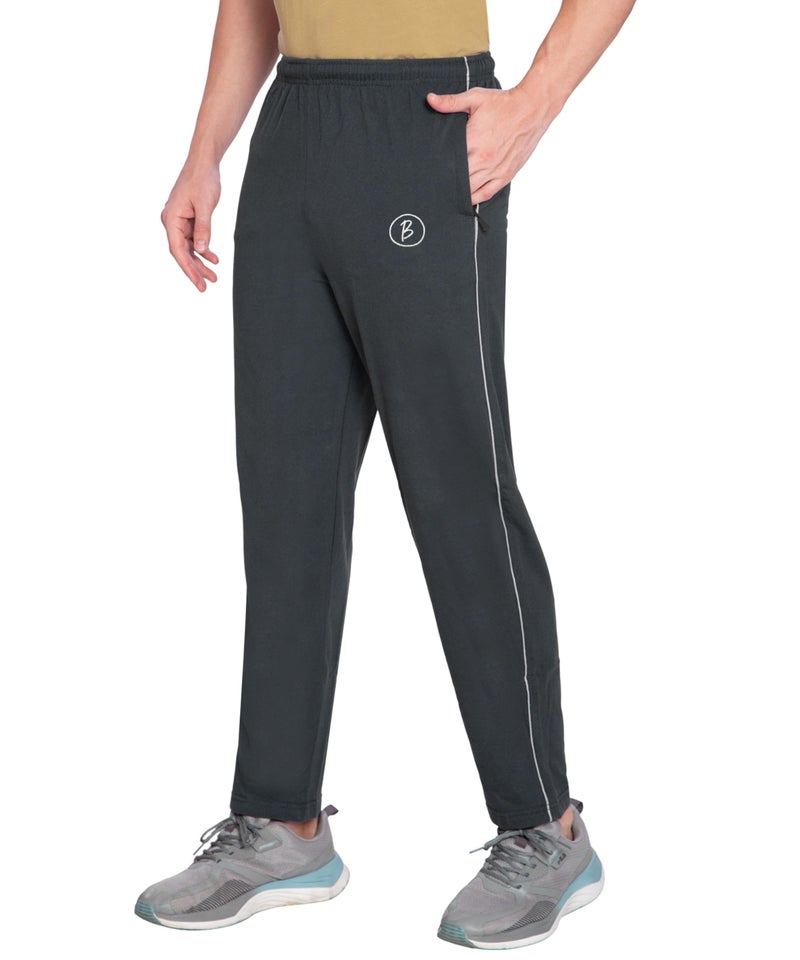 Btag Mens Regular Fit Comfortable Cotton Track Pants with Both Side Zipper Pocket |Stretchable & Dry fit Trouser | Sports Lower for Running, Gym, Casual Wear, Leisure Activities Pack of 1 (Dk_Grey_L) - Image 3