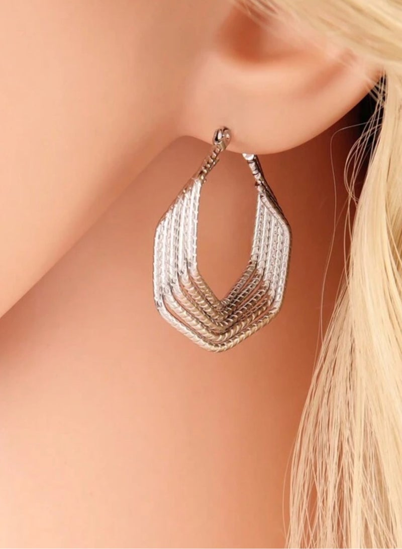 Equal Elegant Silver Stainless Steel Earrings For Women - Image 1