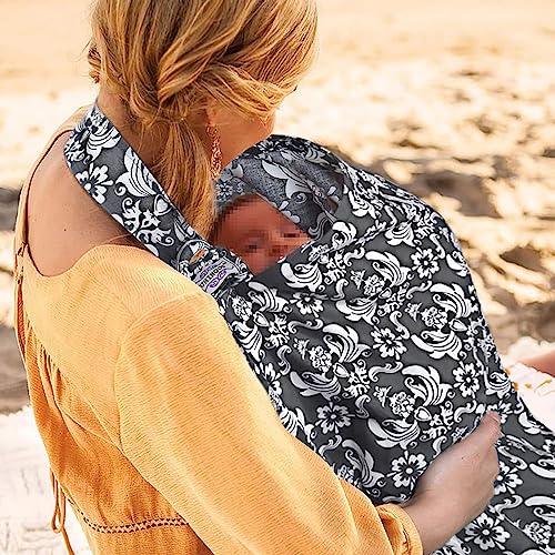 UHINOOS Nursing Cover for Mom Breastfeeding Baby Privacy Nursing Covers Up Breathable Cotton with Ajustable Hoop for Mother Grey