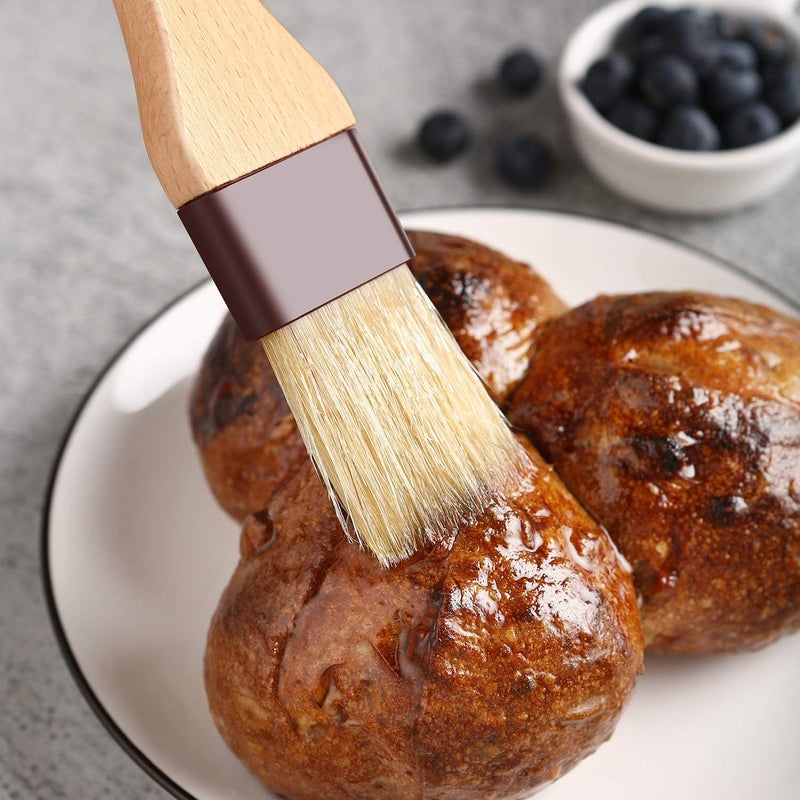 saizone 1 inch & 1.5 inch Pastry Brush Natural Boar Bristle Basting Brush Kitchen Oil Brush with Beech Wooden Handle and Hanging Rope String Grill BBQ Sauce Baster Baking Cooking Marinade Brushes (Pack of 2) - Image 5