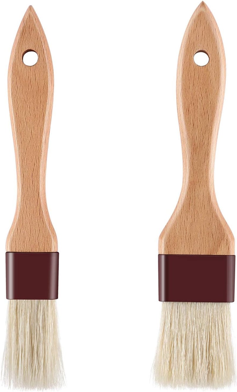saizone 1 inch & 1.5 inch Pastry Brush Natural Boar Bristle Basting Brush Kitchen Oil Brush with Beech Wooden Handle and Hanging Rope String Grill BBQ Sauce Baster Baking Cooking Marinade Brushes (Pack of 2) - Image 1